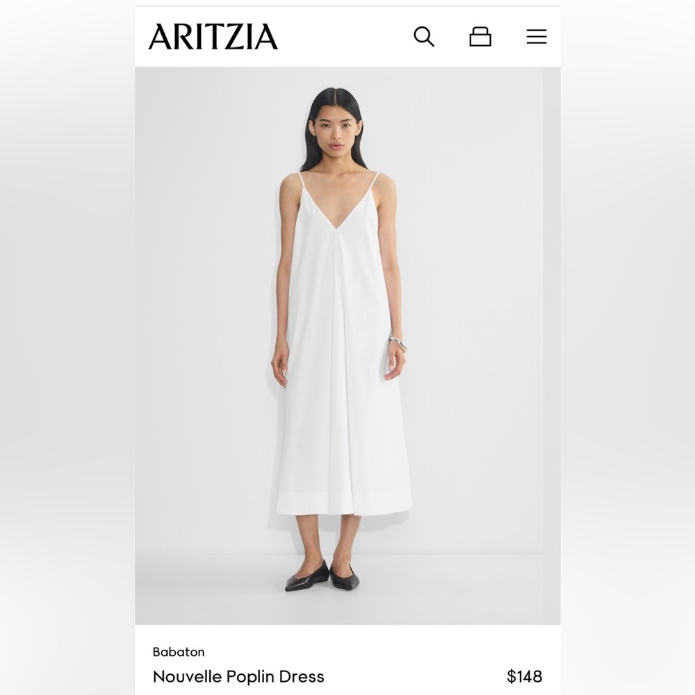 Aritzia Babaton White Nouvelle Poplin Dress